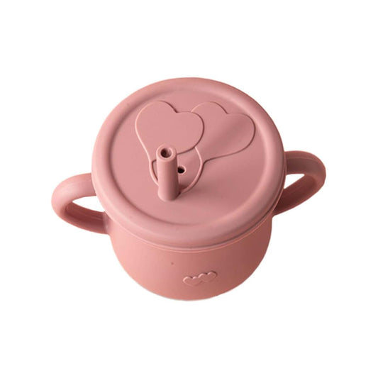 Vaguelly Kids Silicone Straw Training Cup with Double Handles