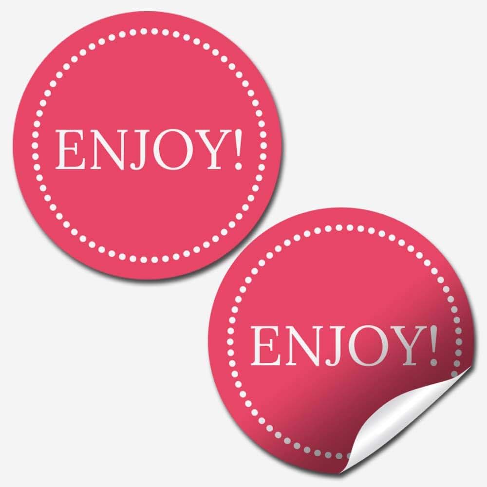 Amanda Creation Enjoy Stickers, 60 Pack Pink Polka Dot Labels