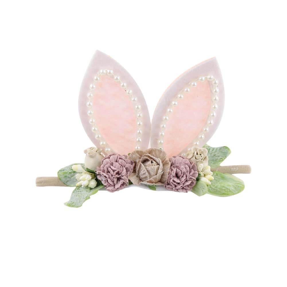 Kidocheese Bunny Rose Ears Easter Elastic Headband