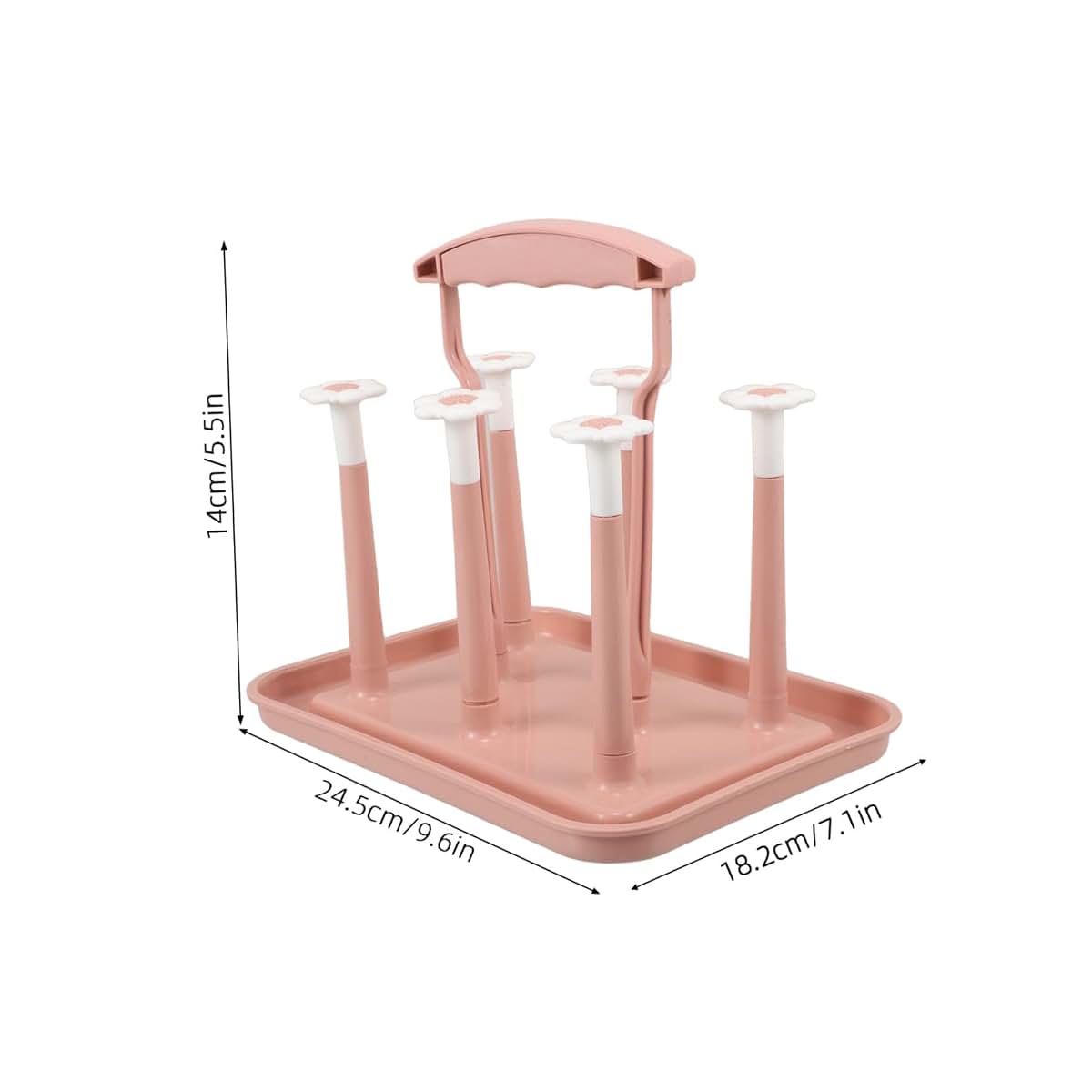 Pink European Style Drying Rack for Cups, Bottles, and Mugs