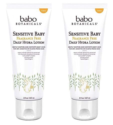 Babo Naturals Sensitive Baby Fragrance Free Daily Hydra Lotion (Pack of 2) With Safflower Seed Oil, Sunflower, Oat