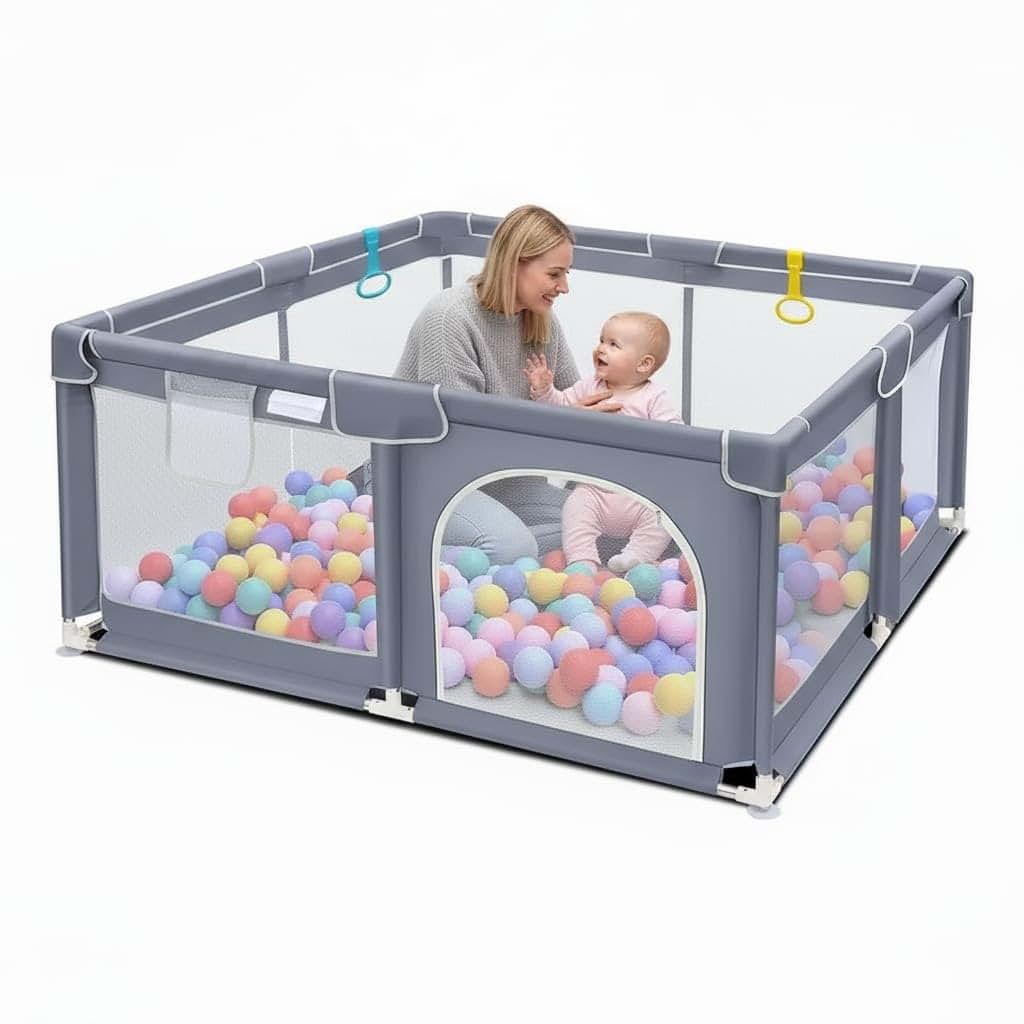 BabyOneStop Baby Playpen With Pull Handles And Storage Bag