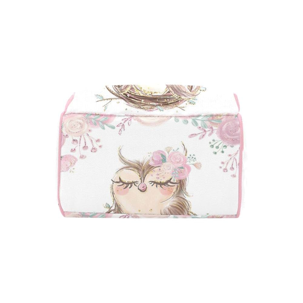 NZOOHY Pink Cute Floral Owl Personalized Diaper Bag Backpack Custom Name Large Capacity Diaper Backpack Travel Daypack (photo 4)