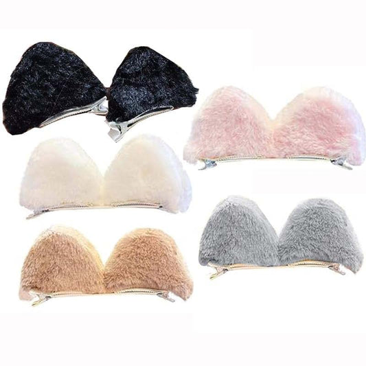 MEEY 5 Pairs Cute Cat Ears Hair Clips Pins Hairpins Animal Lolita Cosplay Headwear Headpiece Halloween Hair Accessories