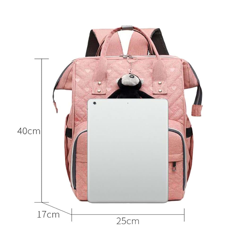 Alipher Diaper Backpack Large Travel Nappy Bag with USB Charging Port Pink