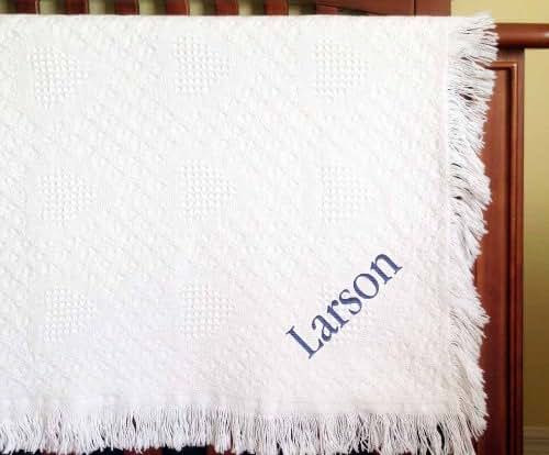 Fastasticdeal Personalized Embroidered Cotton Woven Baby Blanket (photo 2)