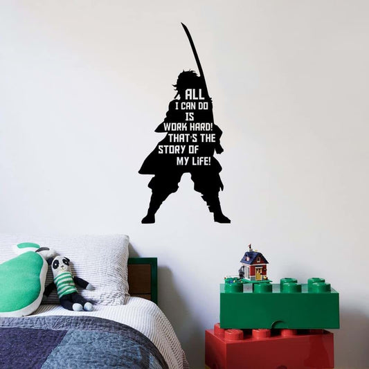 All Things Valuable Tanjiro Kamado Silhouette Vinyl Wall Decal, 30x12 Inch