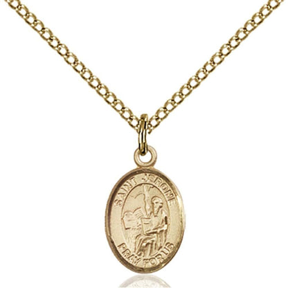 Bonyak Jewelry St. Jerome Hand-Crafted Oval Medal Pendant, 14kt Yellow Gold-Filled, Chain Included