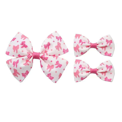 BOENBE LOVED 3-Pack Bow Denim Hair Clips, No-Slip Barrettes, Pink