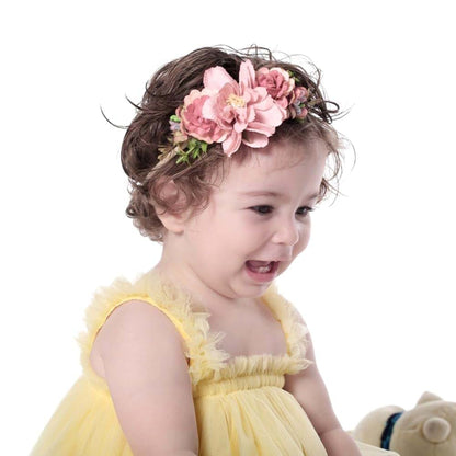 Yheahin Baby Girls Flower Nylon Headband - Pink Stretchy Floral Hair Accessory for Newborn to Toddler