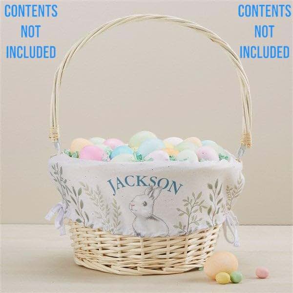 Personalization Universe Floral Bunny Personalized Classic Easter Basket – Cute Bunny Liner – Custom Kids Easter Gift – (photo 2)