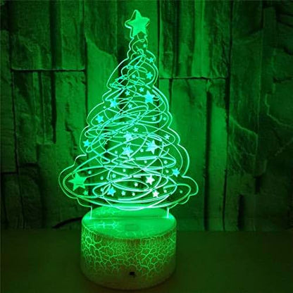 Jinnwell 3D Christmas Tree Night Light Lamp Illusion for Decorative Use