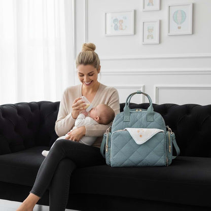 Tristan Home Quilted Diaper Bag Backpack – Insulated Pockets for Travel