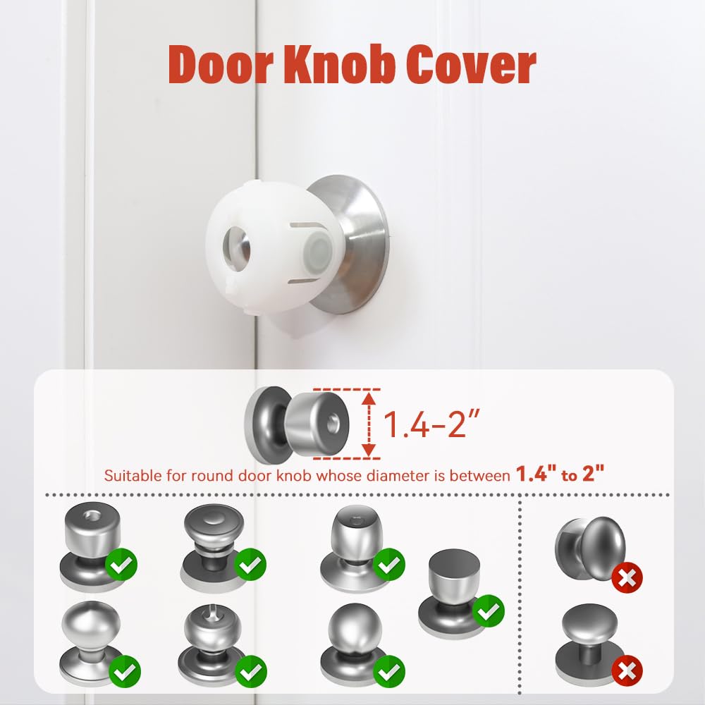 Eudemon Baby Safety Door Knob Covers 4 Pack