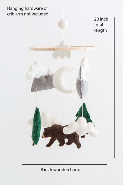 Nivas Bear and Mountain Mobile - Woodland Bear Wilderness Neutral Baby Felt Mobile (photo 2)