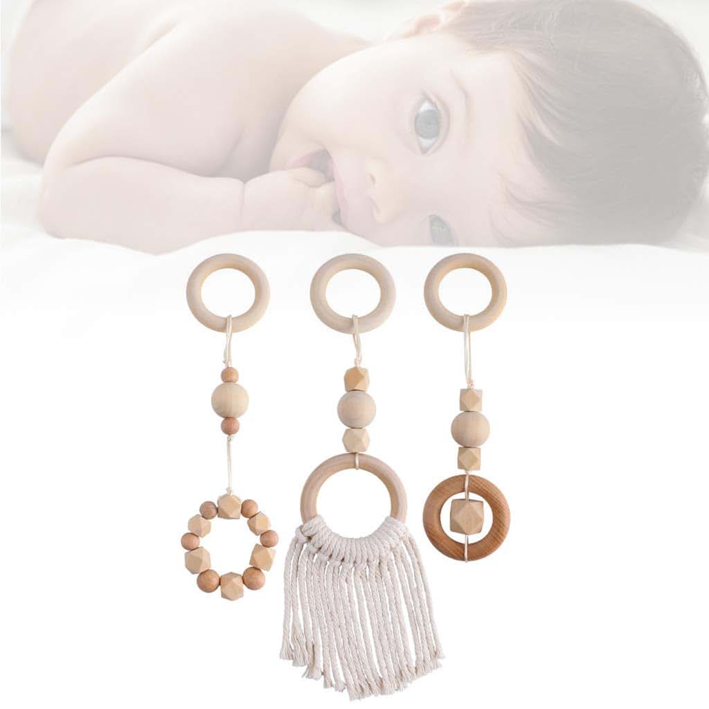 KSTZGTA Nordic Baby Gym Frame Pendants 3-Piece Wooden Hanging Set (photo 2)