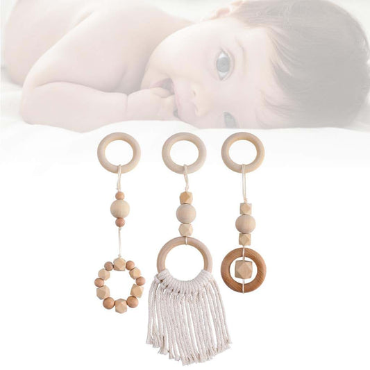 KSTZGTA Nordic Baby Gym Frame Pendants 3-Piece Wooden Hanging Set (photo 2)