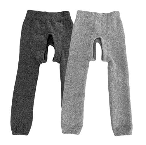 Mooners Open-Seat Potty Training Leggings - Dark Grey & Grey, 1-2 Years (2 Pack)