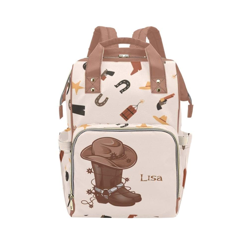 YallLocoMo Personalized Diaper Bag Backpack Name Cowboy Hat and Boot Convenient and Durable: Waterproof