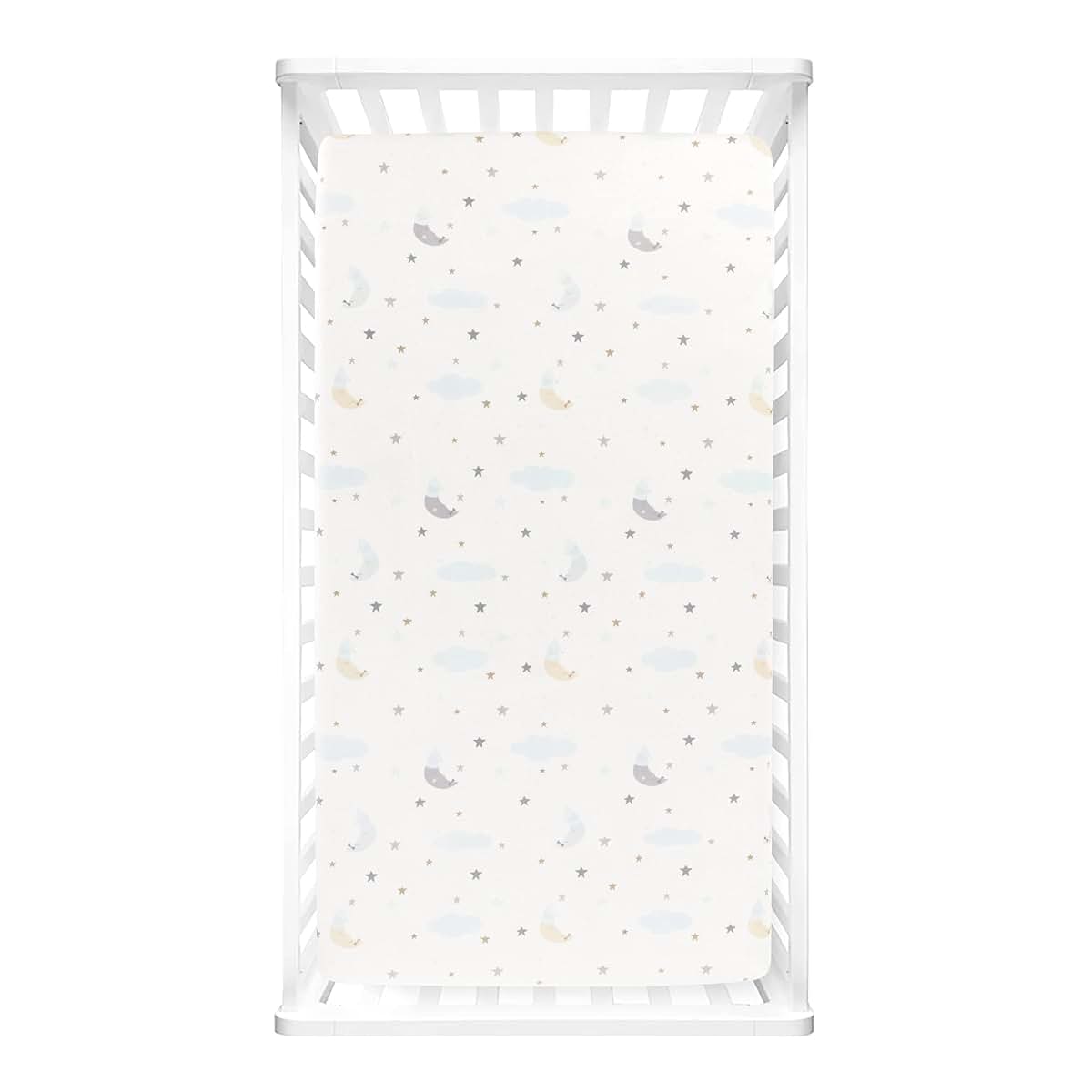 Lush Decor Goodnight Little Moon Soft & Plush Fitted Crib Sheet, 52"x 28" x 9", Blue (photo 2)