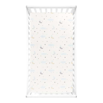 Lush Decor Goodnight Little Moon Soft & Plush Fitted Crib Sheet, 52"x 28" x 9", Blue (photo 2)