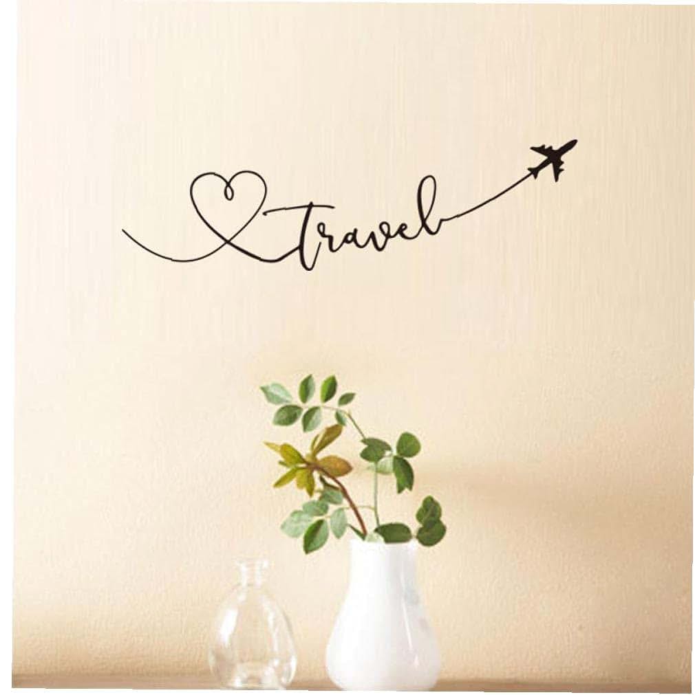 Froiny 1pc Wall Stickers Travel Themed Quote Words Wall Decal Self-Adhesive Removable Poster Waterproof PVC Kids Room