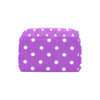 NZOOHY Personalized Diaper Bag Backpack with Custom Name Polka Dots Bow Purple (photo 4)