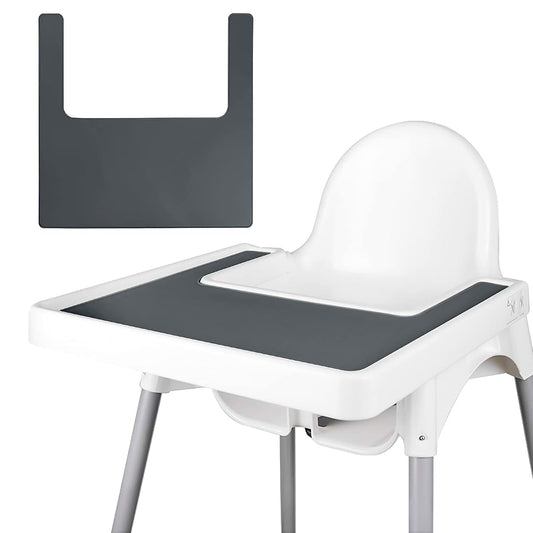 BabyOneStop High Chair Placemat For IKEA Antilop High Chair, Gray Silicone Tray Mat