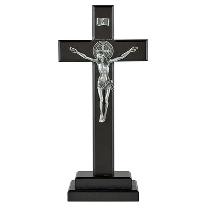 Christian Brands Saint Benedict Standing Crucifix, 13-3/4"" H, 5"" Corpus, Black