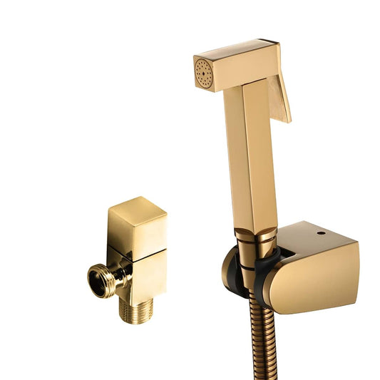 IIUUAYUVI Hand Held Toilet Sprayer Square Brass Gold