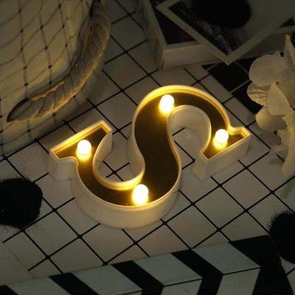 Tableclothsfactory 6" 3D Gold Marquee Letters 5 LED Light Up Letters Warm White LED Letter Lights - S