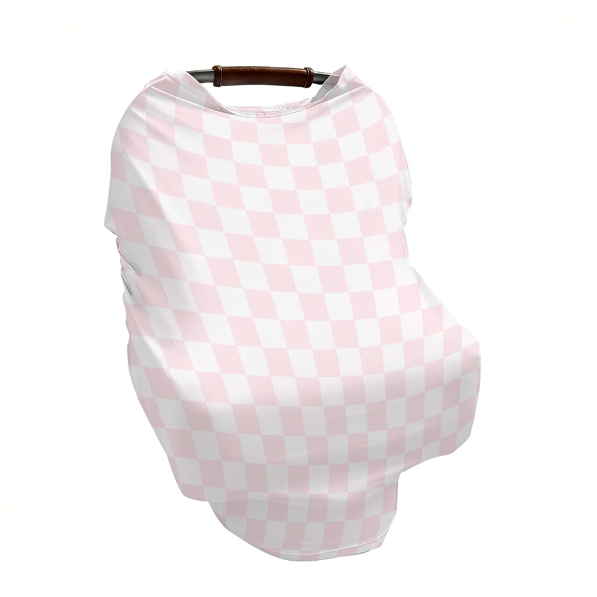 Selgkds Pink and White Checkered ﻿Baby Car Seat Covers for Boys Girls Gingham Plaid Checkerboard All-in-1 Soft Nursing (photo 2)