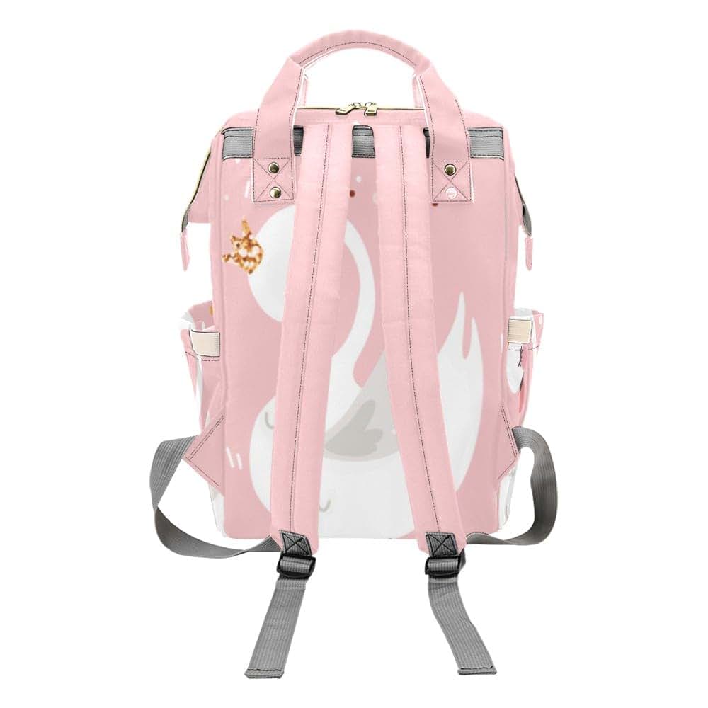 NZOOHY Love White Swans Personalized Diaper Bag Backpack Custom Name Text Backpack Nappy Bag Mommy Bag for Girl Boy (photo 2)