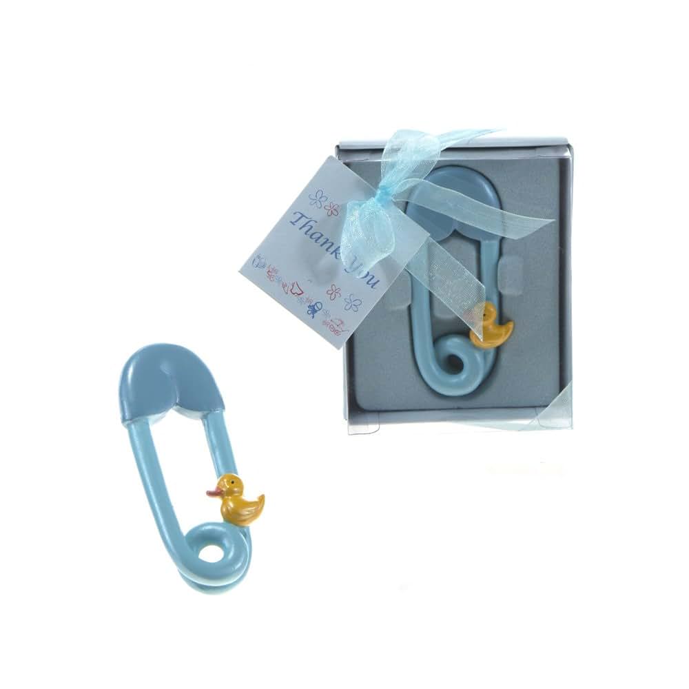Lunaura Baby Keepsake Blue Safety Pin Duck Favors Set of 12