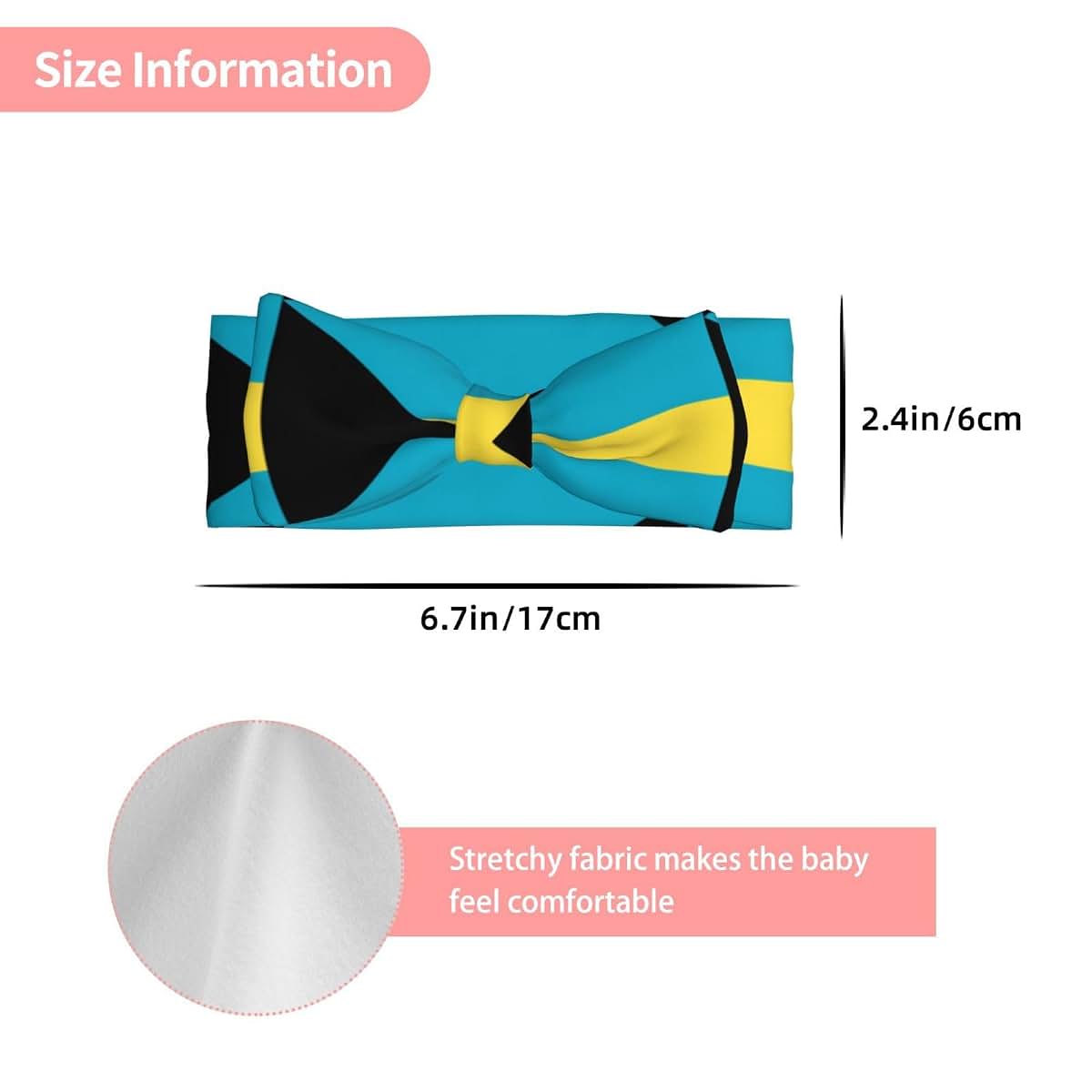 wwqqvnb Flag of the Bahamas Baby Bows Infant Headband Soft Stretchy Turban for Newborn Photography Shower Gift 0-6 (photo 3)