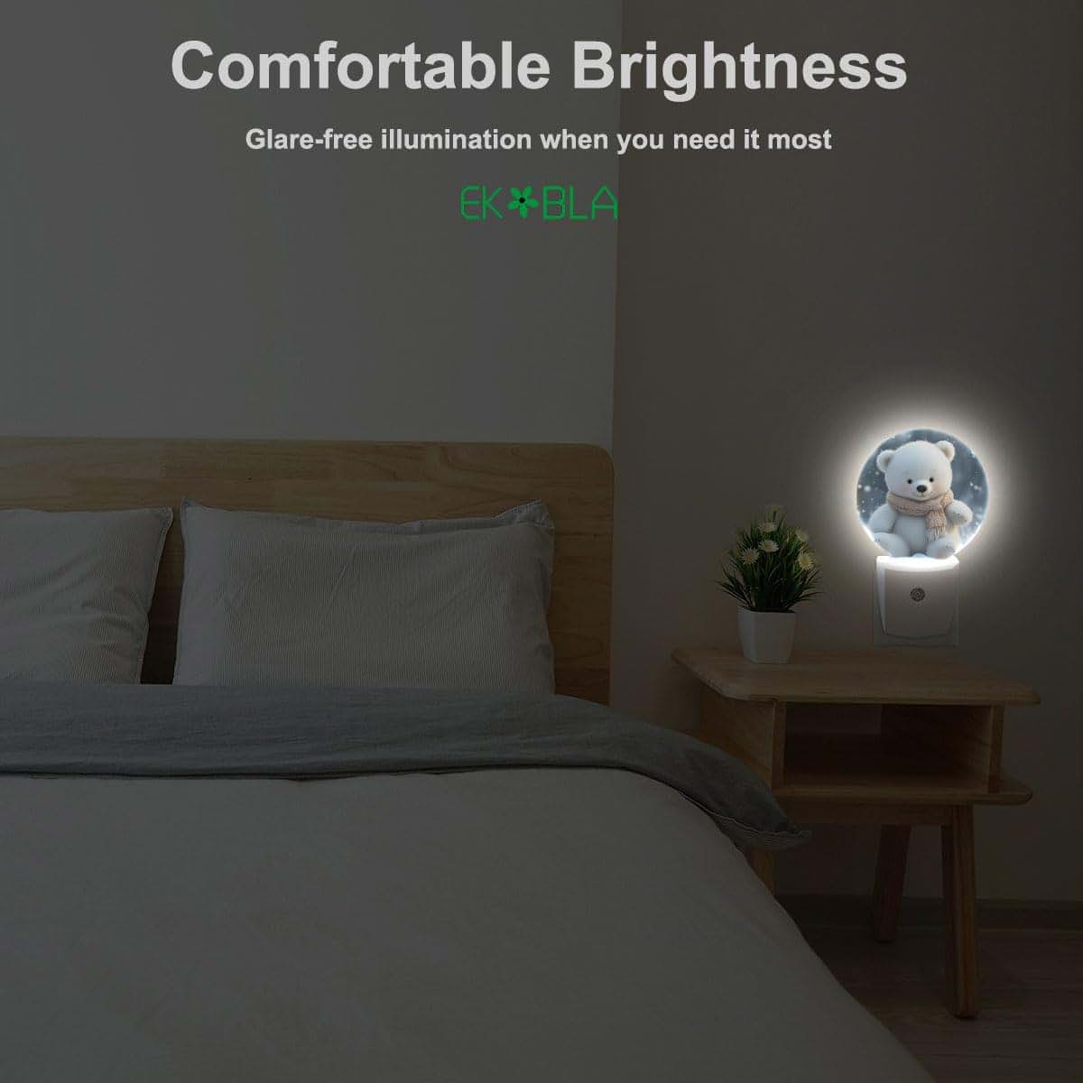 EKOBLA Cute Bear Night Light, Plug in Nightlight with Dusk to Dawn Sensor (photo 4)