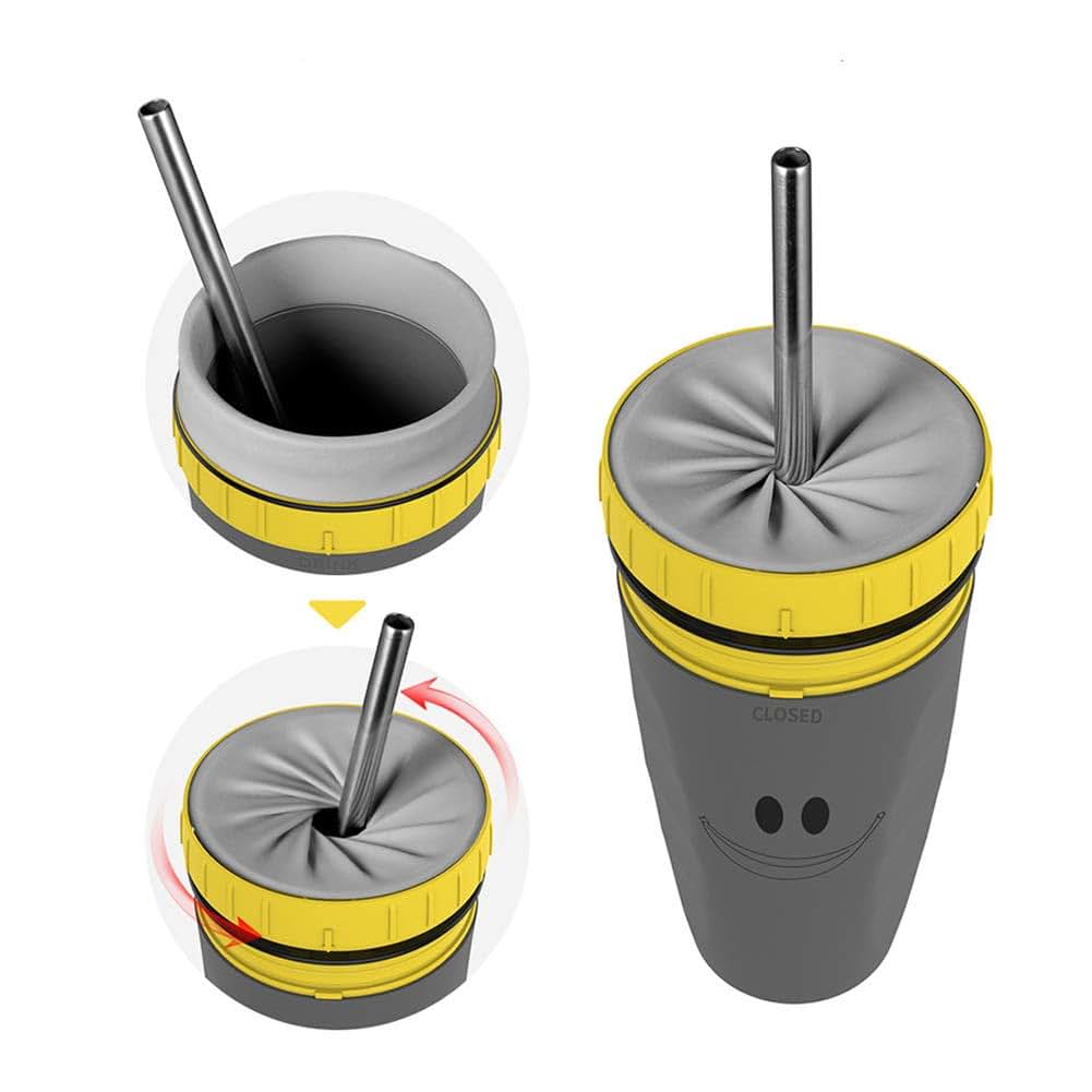 CHENGNAN Twizz Travel Mug with Straw and Twist Top, 300ml