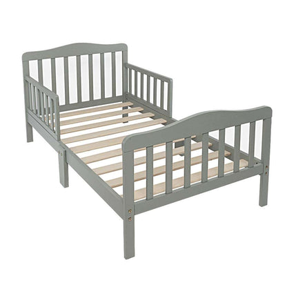 YUFUDE Wooden Bed,Kids Bedroom Furniture Bed with Safety Guardrails (Grey)