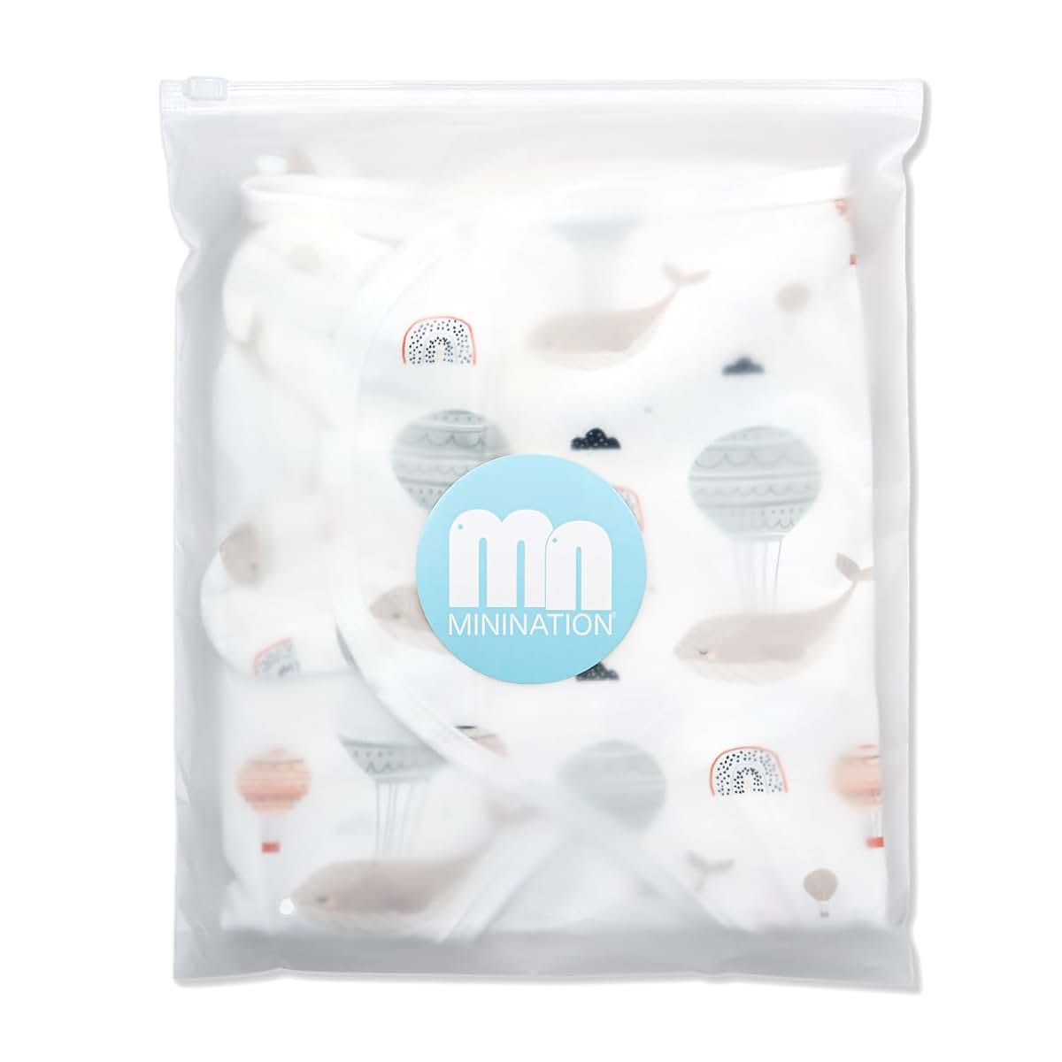 Minination Infant Baby Swaddle Blanket With Zip Closure In SkyWhales Print (photo 3)
