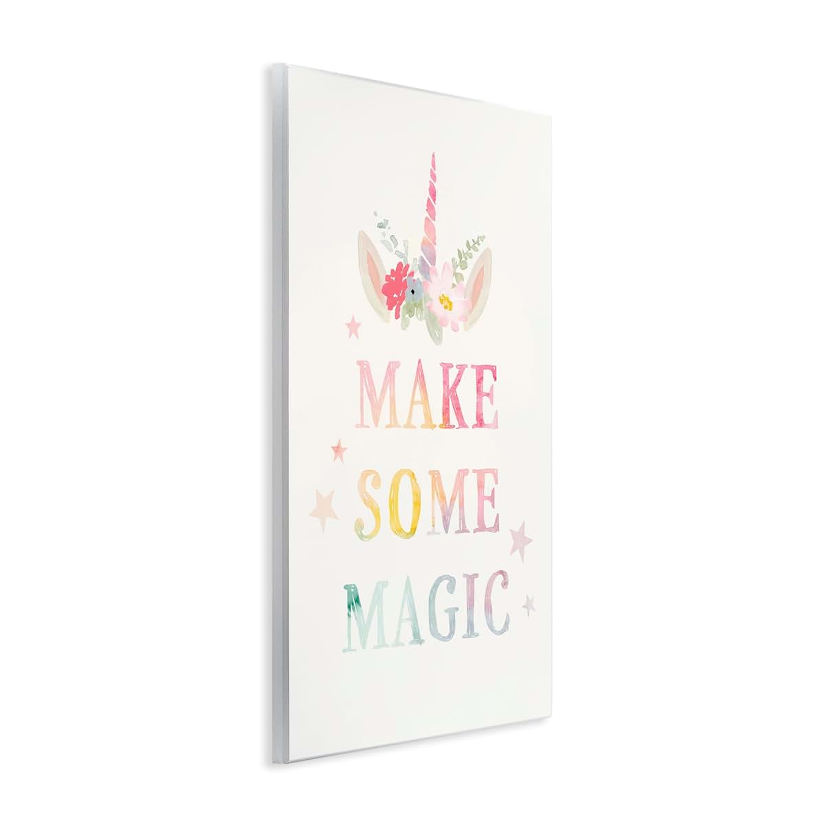 Stupell Industries Make Some Magic Unicorn Horn Flower Wall Plaque, 10x15