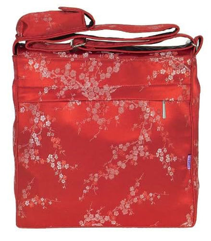 I Frogee Red-Silver Cherry Blossoms Brocade Diaper Bag/Messenger Shoulder Bag (photo 2)