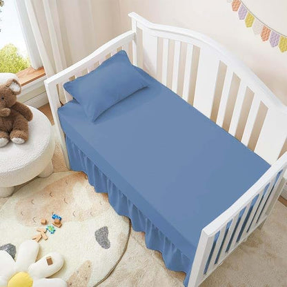 Stoffkontor Crib Ruffle Bed Skirt Medium Blue Solid (photo 2)
