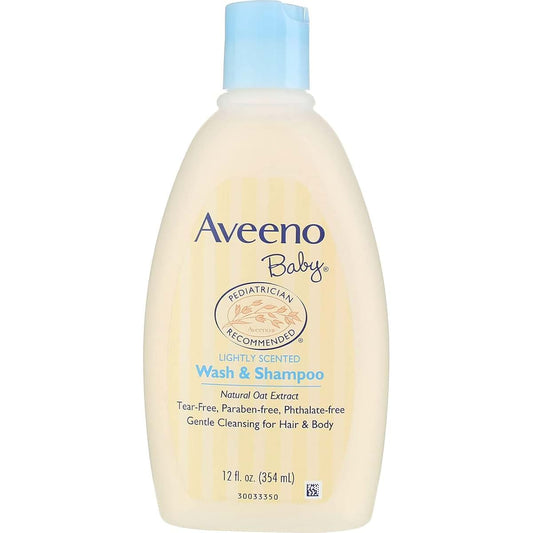 Pharmapacks Aveeno Baby Wash & Shampoo, Lightly Scented 12 Ounce 3-Pack