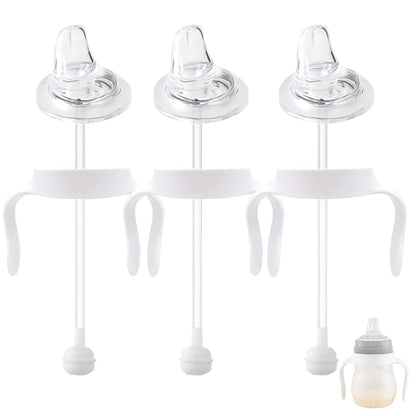 Giftophilia Spout Sippy Cup Conversion Kit for Mam Baby Bottles, Soft Top, Weighted Straw and Handles, Pack of 3