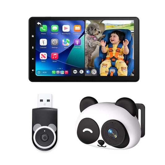 BabyOneStop Baby Car Camera 1080P Wireless CarPlay Adapter with Split Screen Rear Seat Monitor