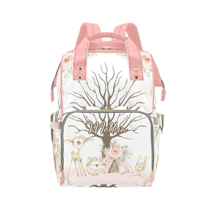 YallLocoMo Personalized Diaper Bag Backpack Name Girl Woodland Birthday Multifunction Travel Backpack Nappy Bag Daypack