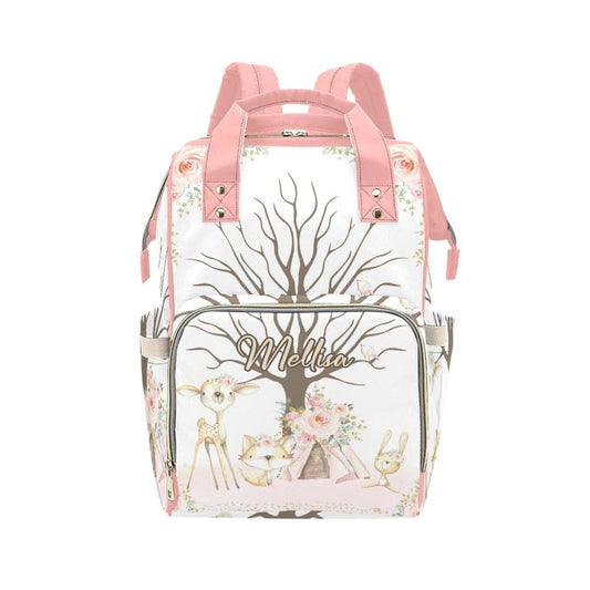 YallLocoMo Personalized Diaper Bag Backpack Name Girl Woodland Birthday Multifunction Travel Backpack Nappy Bag Daypack