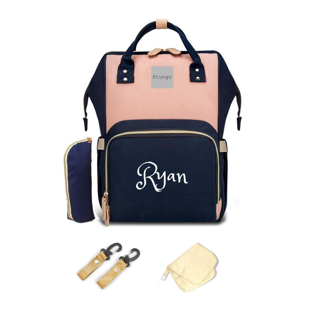 Dream Embroidery PERSONALIZED Large Diaper Bag Knapsack Custom Monogram Backpack (Pink/Blue)
