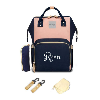 Dream Embroidery PERSONALIZED Large Diaper Bag Knapsack Custom Monogram Backpack (Pink/Blue)