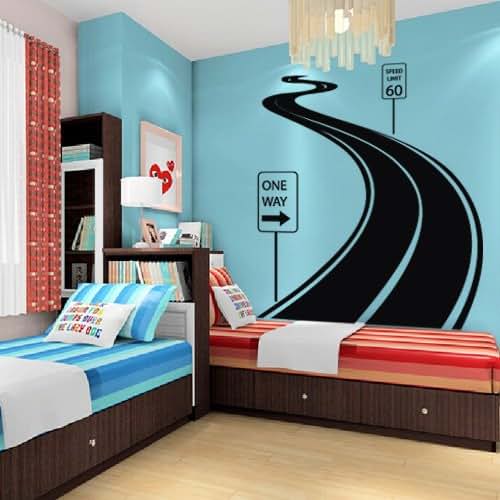 DecorWallDecals Curved Road Track Wall Decal Winding Decor Car Traffic Kids